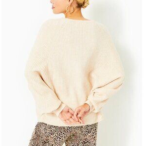 NWT Lilly Pulitzer  ARIENZA SWEATER, LIGHT HEATHERED cable knit SAND BAR size M